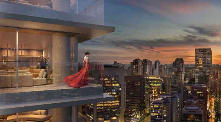 Living com vista para o jardins