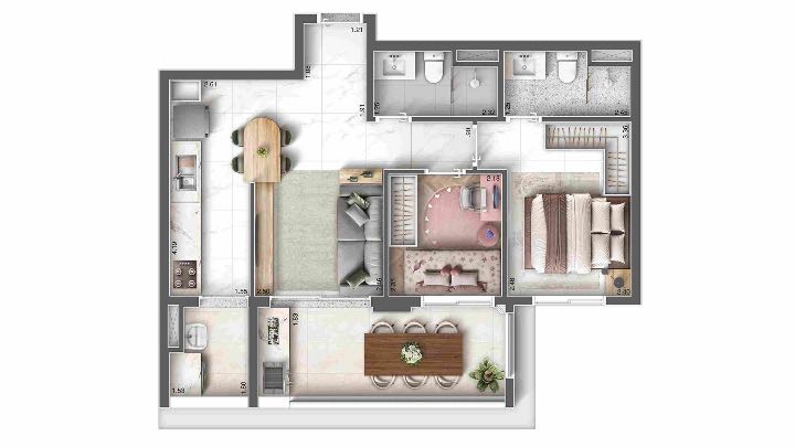 Apto. Tipo - 60 m²
